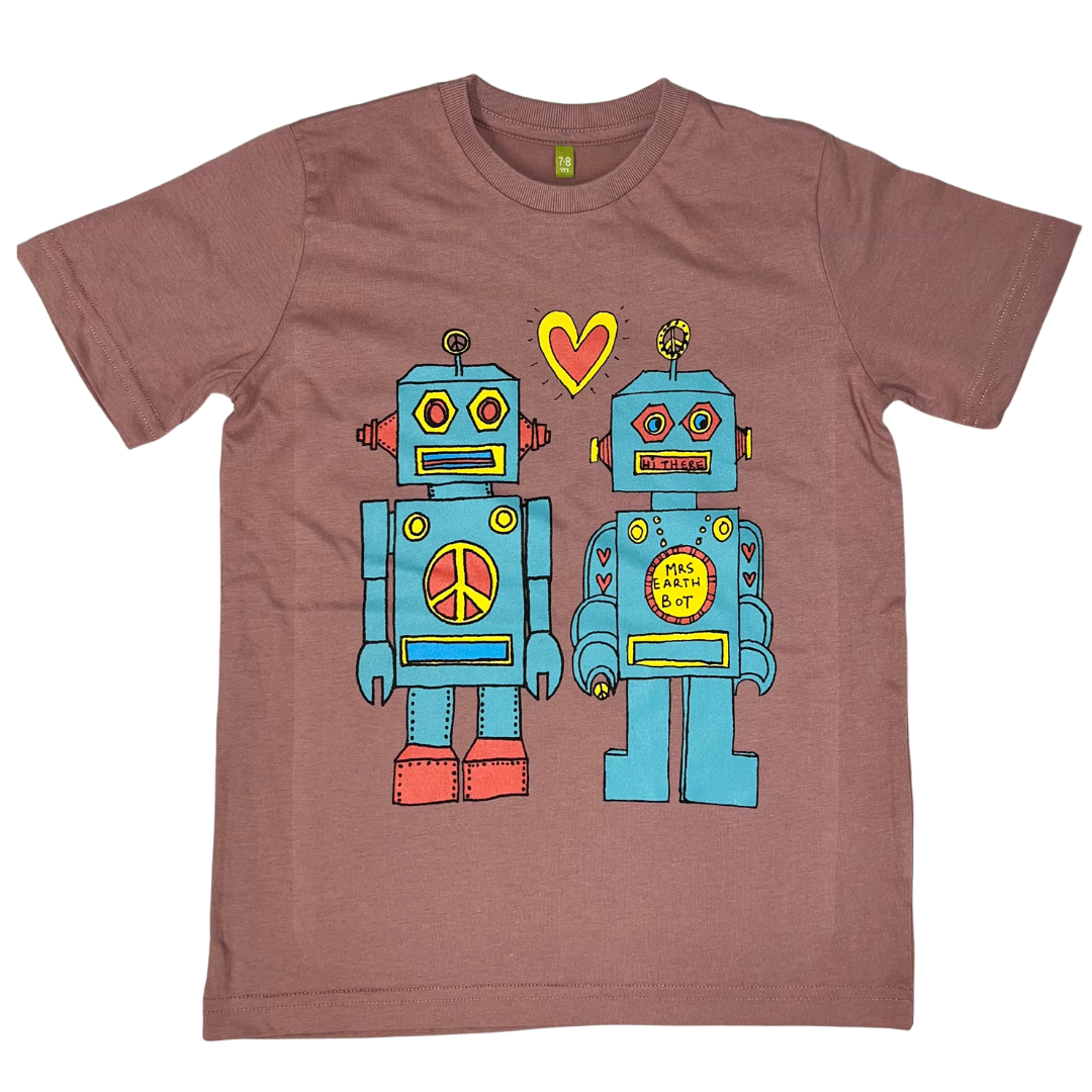 Mauve Robot Kids T-Shirt