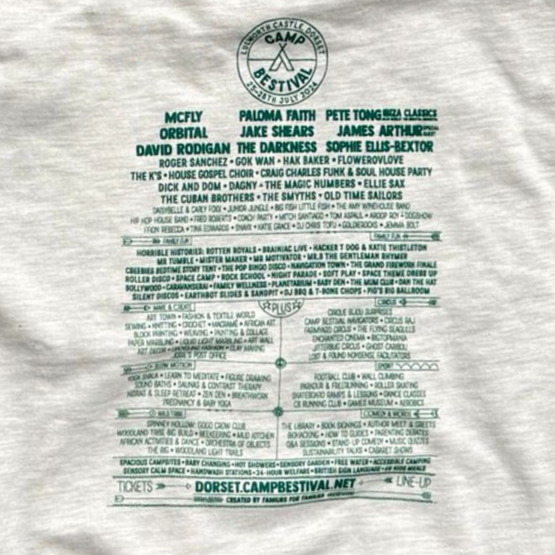 A kids hoodie from Camp Bestival 2024 Dorset, featuring the Camp Bestival brand.